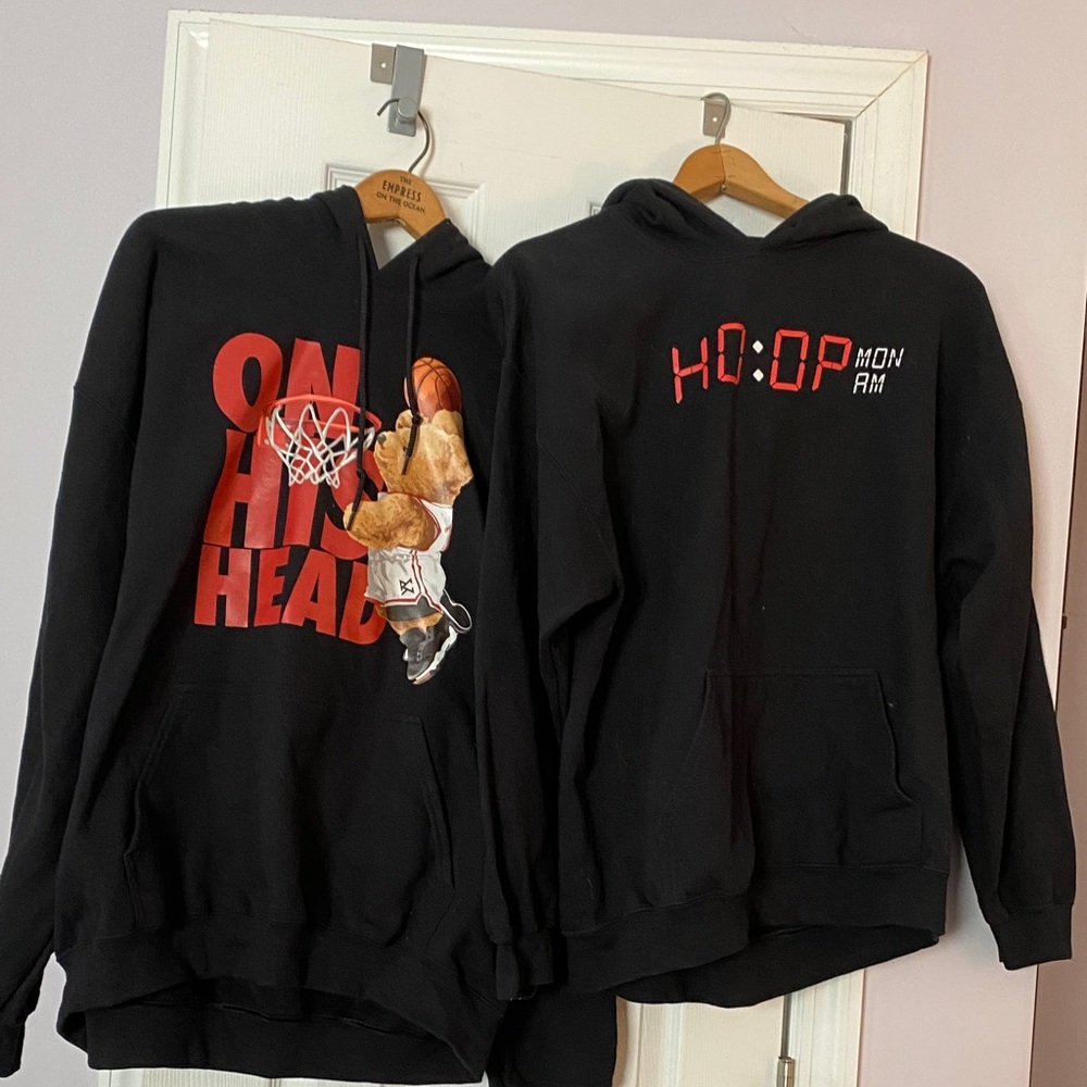 Black Graphic Hoodies Set